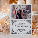 Modern Deco | Elegant Christmas Photo Letterpress Photo Cards<br><div class="desc">These elegant letterpress Christmas photo cards feature a modern spin on classic art deco. An ornate, black geometric frame and ornamentation decorate a white background with your favorite personal photo for a dramatic, vintage 1920's style holiday look. Classic retro typography says "Merry Christmas." There is room for your personal message...</div>