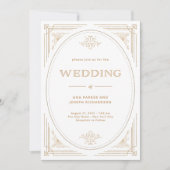 Modern Deco | Elegant Faux Gold and White Wedding Invitation (Front)