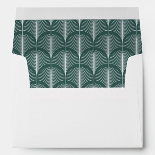 Modern Deco  Elegant Festive Green Wedding Envelope