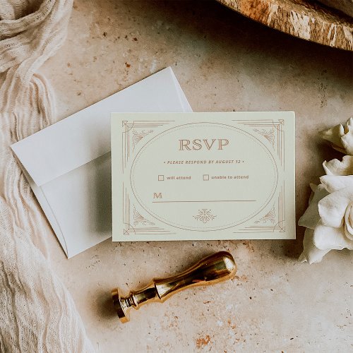 Modern Deco  Elegant Gold and Ivory Wedding RSVP Card