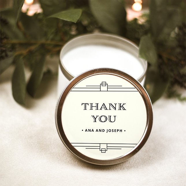 Modern Deco | Elegant Ivory and Black Wedding Classic Round Sticker (Creator Uploaded)