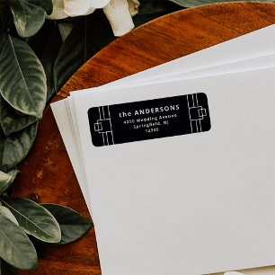 Modern Deco   Elegant Onyx Black and White Label