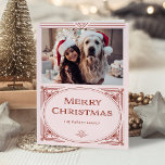 Modern Deco | Elegant Pink and Red with Photo Holiday Card<br><div class="desc">These elegant Christmas multi photo cards feature a modern spin on classic art deco. An ornate, red geometric frame and ornamentation decorate a blush pink background with your favorite personal photo for a dramatic, vintage 1920's style holiday look. Classic typography says "Merry Christmas." Another photo goes inside the card, along...</div>