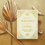 Modern Deco | Elegant Wedding Ivory and Gold Foil Invitation<br><div class="desc">These glamorous gold foil wedding invitations feature a modern spin on classic art deco. An ornate,  gold geometric frame and ornamentation decorate an elegant ivory background for a dramatic,  glamorous and vintage 1920's wedding look.</div>