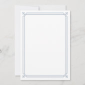 Modern Deco | Elegant White and Dusty Blue Wedding Invitation (Back)