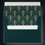 Modern Deco | Emerald Green and Champagne Wedding Envelope<br><div class="desc">These glamorous wedding envelopes feature a modern spin on classic art deco. An ornate,  faux champagne gold look geometric pattern decorates the inside of this elegant emerald green envelope for a dramatic,  vintage wedding look. Your return address goes onto the back flap.</div>
