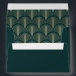 Modern Deco | Emerald Green and Champagne Wedding Envelope<br><div class="desc">These glamorous wedding envelopes feature a modern spin on classic art deco. An ornate,  faux champagne gold look geometric pattern decorates the inside of this elegant emerald green envelope for a dramatic,  vintage wedding look. Your return address goes onto the back flap.</div>