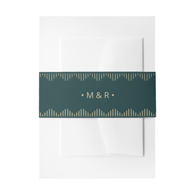 Modern Deco | Emerald Green and Champagne Wedding Invitation Belly Band (Front Example)