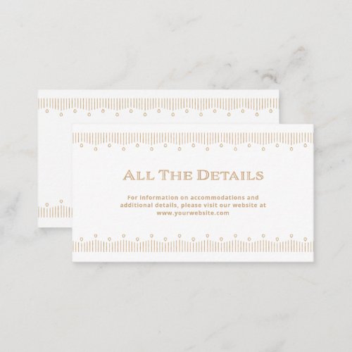 Modern Deco  Faux Gold and White Wedding Details Enclosure Card