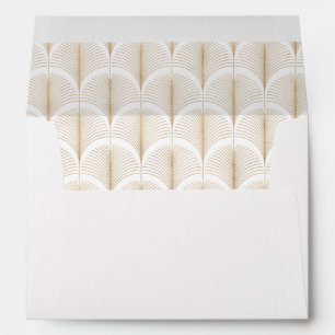 Modern Deco Faux Gold Look and White Wedding Envelope