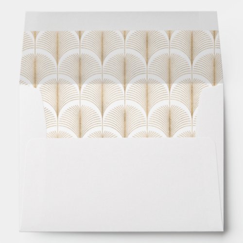 Modern Deco  Faux Gold Look and White Wedding Envelope