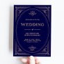 Modern Deco | Faux Rose Gold and Navy Blue Wedding Invitation