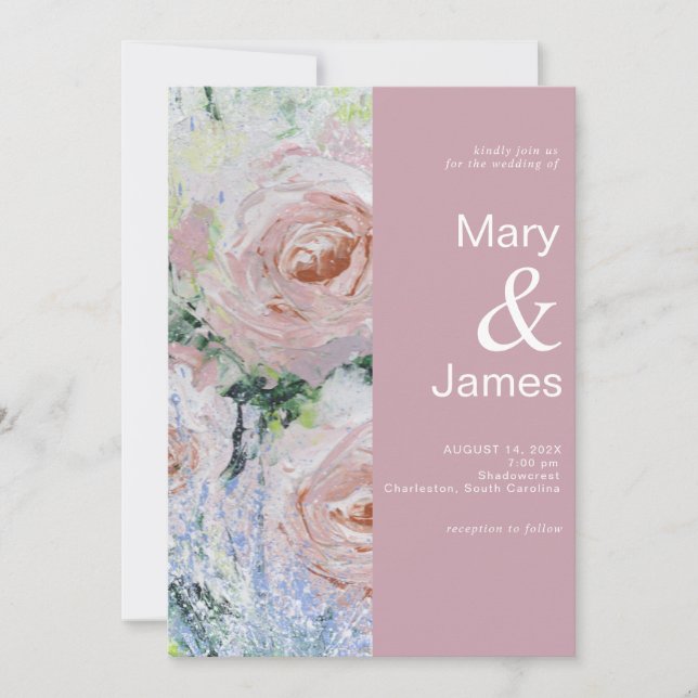 Modern deco Floral Wedding  Dusty Rose | Wedding   Invitation (Front)