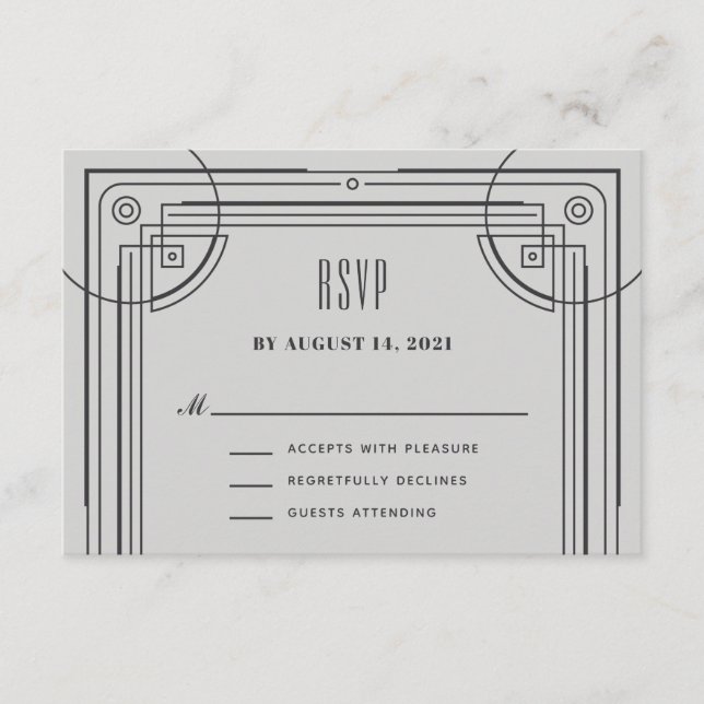 Modern Deco Frame RSVP Enclosure Card - Gray (Front)