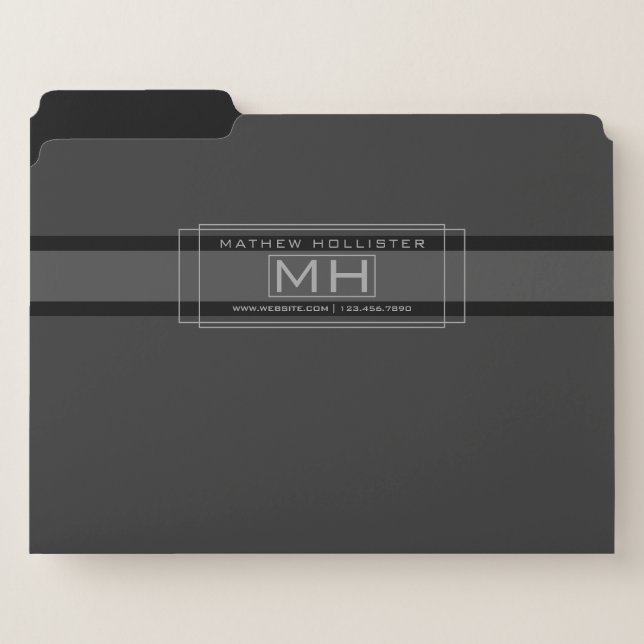 Modern Deco Framed Grey & Dark Grey Professional File Folder (Front Left)