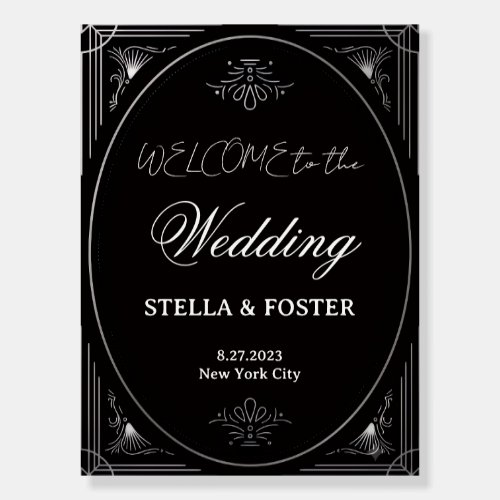 Modern Deco | Gold and Black Wedding Welcome Foam Board