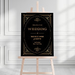 Modern Deco | Gold and Black Wedding Welcome Foam Board<br><div class="desc">This glamorous gold and black wedding welcome sign features a modern spin on classic art deco. An ornate,  gold geometric frame and ornamentation decorate an elegant dark black background for a dramatic,  vintage wedding look.</div>