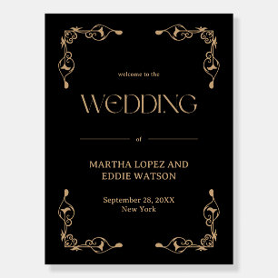 Modern Deco Gold and Black Welcome Wedding Poster