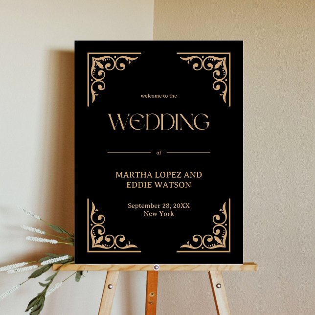 Modern Deco Gold and Black Welcome Wedding Poster (Creator Uploaded)