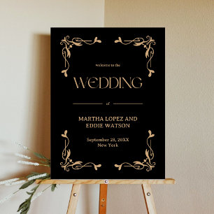 Modern Deco Gold and Black Welcome Wedding Poster