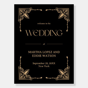 Modern Deco Gold and Black Welcome Wedding Poster