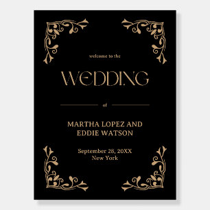 Modern Deco Gold and Black Welcome Wedding Poster
