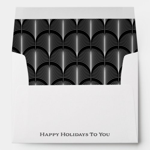 Modern Deco Happy Holidays Elegant Black and White Envelope