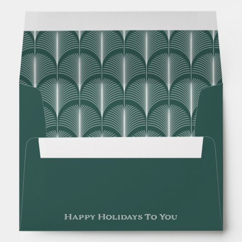 Modern Deco  Happy Holidays Elegant Green Envelope