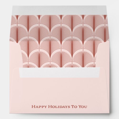 Modern Deco  Happy Holidays Elegant Pink and Red Envelope