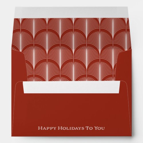 Modern Deco  Happy Holidays Elegant Red Envelope