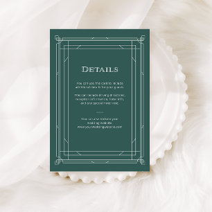 Modern Deco Holiday Green Wedding Guest Details Enclosure Card