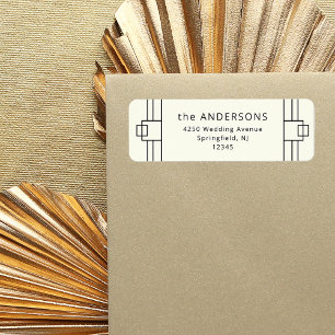 Modern Deco   Ivory and Black Return Address Label