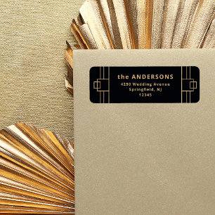 Modern Deco   Onyx Black and Faux Gold Label