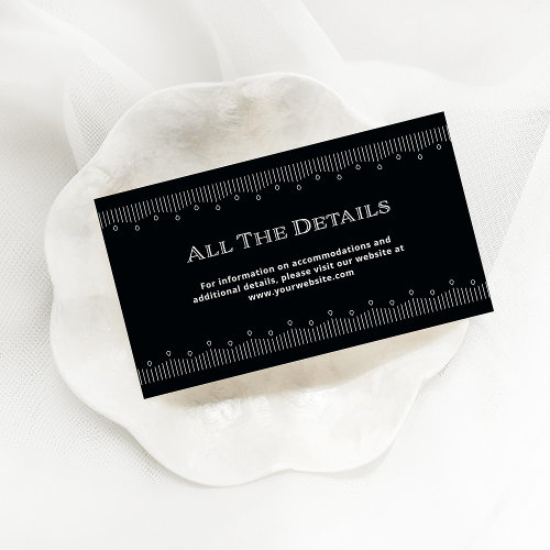 Modern Deco  Onyx Black and White Wedding Details Enclosure Card