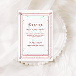 Modern Deco | Red and Silver Wedding Guest Details Enclosure Card<br><div class="desc">These glamorous wedding guest information cards feature a modern spin on classic art deco. An ornate, festive red geometric frame and ornamentation decorate an elegant very light silver/white background for a dramatic, vintage wedding look. You can use these cards for driving directions, reception or transportation information, hotel or accommodations information,...</div>