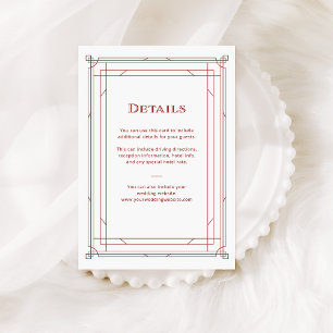 Modern Deco Red and Silver Wedding Guest Details Enclosure Card