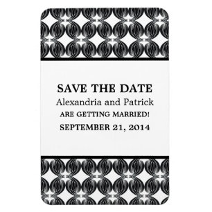 Modern Deco Save the Date Magnet, Black Magnet