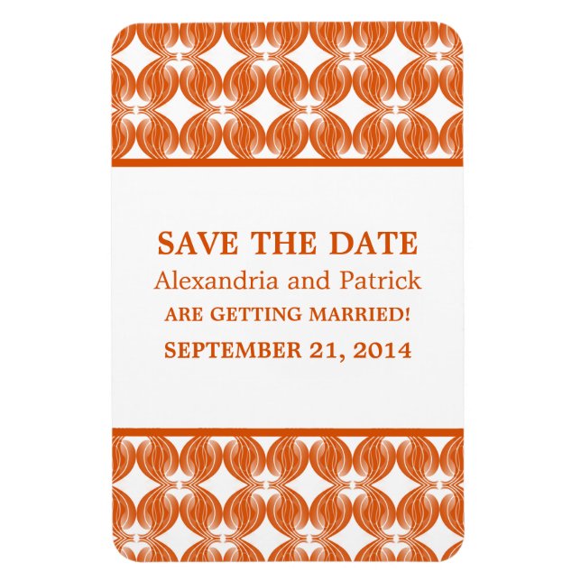 Modern Deco Save the Date Magnet, Orange Magnet (Vertical)