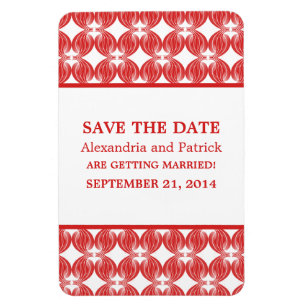 Modern Deco Save the Date Magnet, Red Magnet