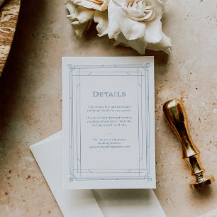 Modern Deco White and Blue Wedding Guest Details Enclosure Card