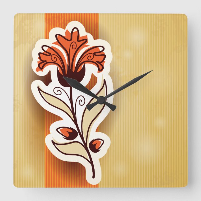 Modern decor with flower, wall clock (Front)