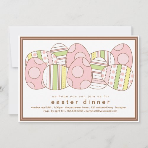 Modern Decorated Eggs Easter Dinner Invitation