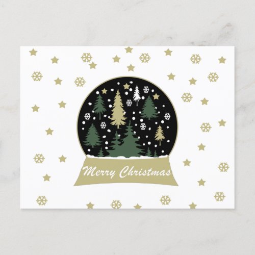 Modern decorated snowglobe holiday postcard