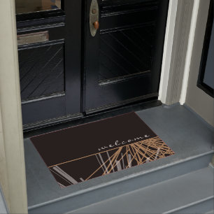 Modern Decorative Black & Gold Welcome Doormat