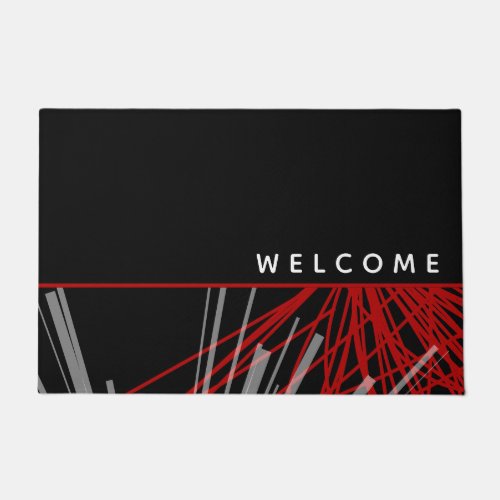 Modern Decorative Black  Red Welcome Doormat