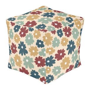 Modern decorative cute vintage floral pink pouf