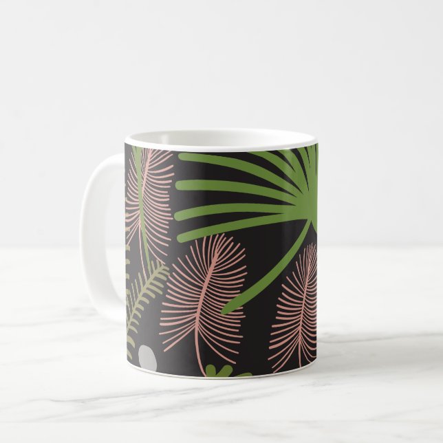 Modern Decorative Foliage Floral Pattern Coffee Mug (Front Left)