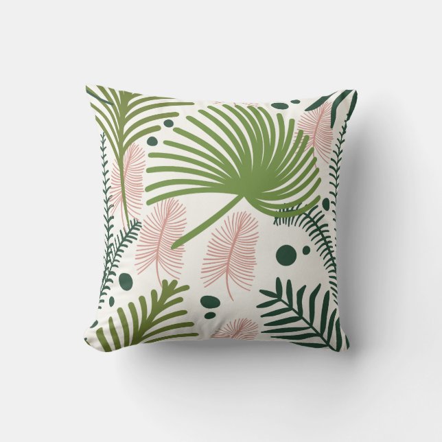 Modern Decorative Foliage Floral Pattern Throw Pillow (Front)