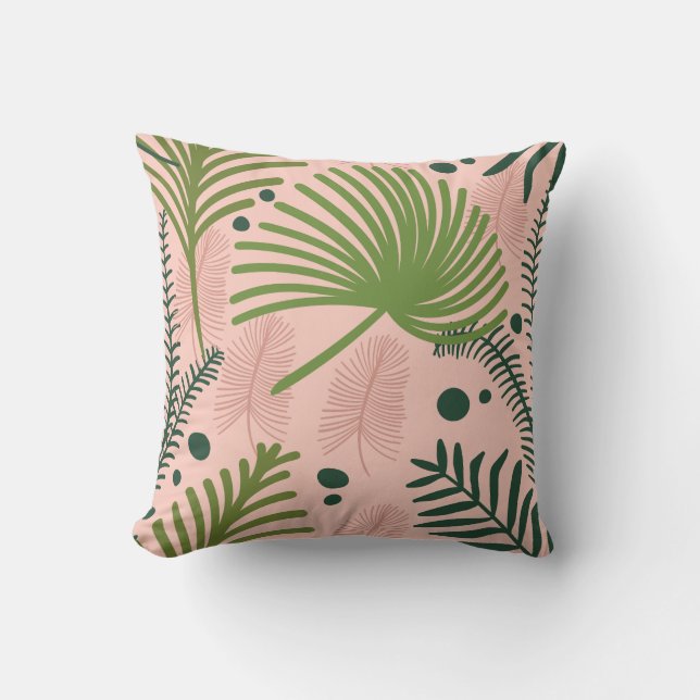 Modern Decorative Foliage Floral Pattern Throw Pillow (Front)