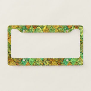 Modern Decorative Geometric Stained Glass License Plate Frame